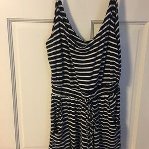 Navy and White Striped Romper